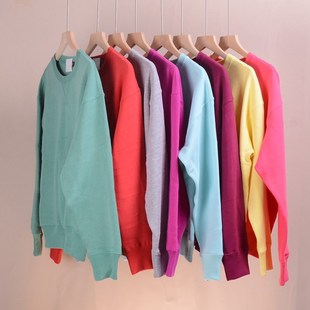 RL105女装女士加绒休闲圆领A多色卫衣  纯棉秋冬上衣 圆领抓绒