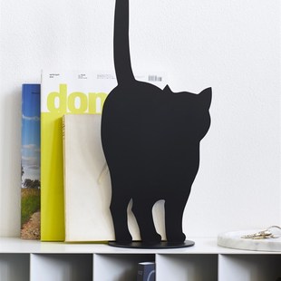易家居北欧铁艺书立创意书立架艺术书夹书靠猫咪书档装饰书挡摆件