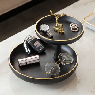 新中式入户玄关放钥匙摆件创意客厅茶几桌面收纳托盘轻奢风装饰品