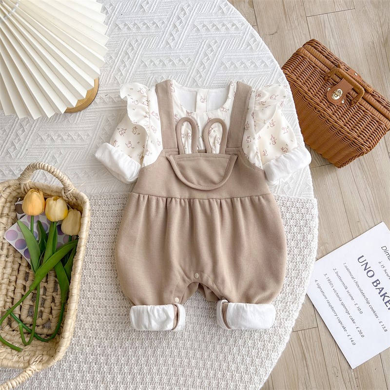 婴儿衣服秋装新生女宝宝连体衣满月百天公主外出哈衣爬服春秋外套