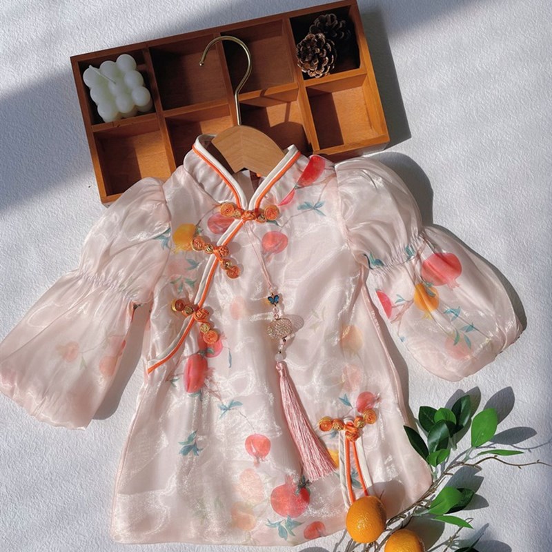 女童旗袍连衣裙春秋款汉服裙婴儿中式周岁礼服女宝宝抓周唐装春装