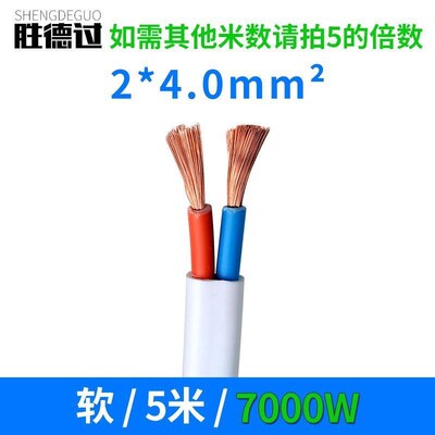 电线软线户外纯铜电缆线家用2芯 2.5 4 6平方铜芯护套线插头带线