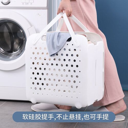 家用卫生间衣物脏衣篓 专用塑胶收纳塑料篮 壁R挂置物可折叠脏衣