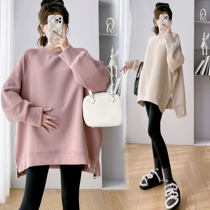 孕妇装秋季套装2024q新款时尚宽松套头卫衣韩版中长款大码长袖上