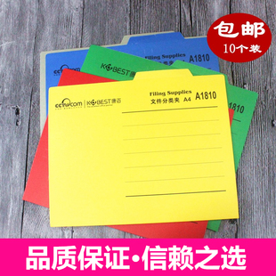 A4纸质文件分类夹A1810 纸质分类卡报告夹分类夹纸夹活页夹10个装