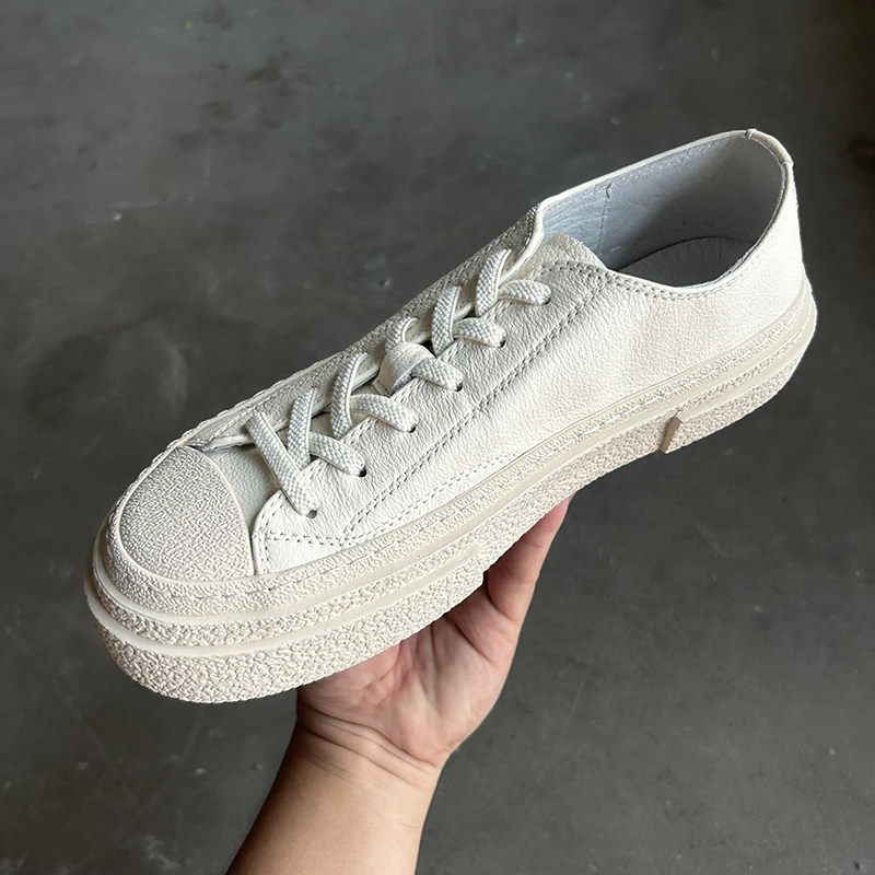 秋季上新~简简单单无规则真皮小白鞋男 厚底透气潮男运动休闲板鞋
