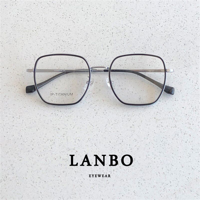 超轻钛架11g复古不规则多边形近视眼镜框架女R大框显脸小男潮方框