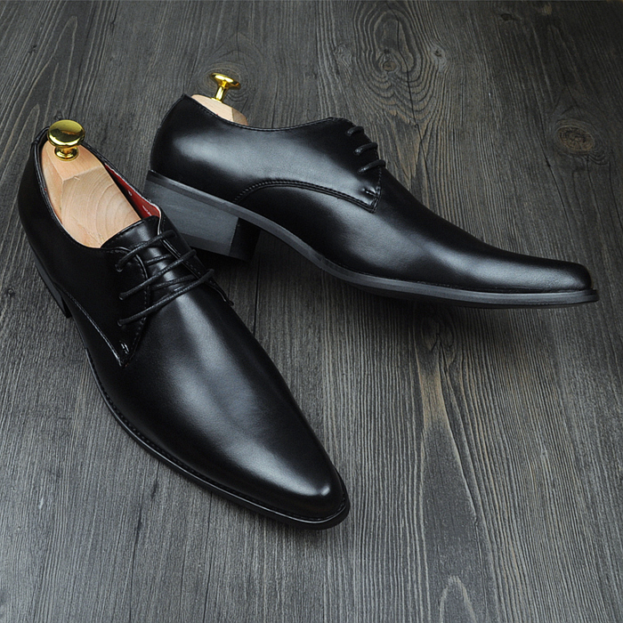 男士英伦尖头高跟皮鞋发型师韩版潮男内增高6cm时尚个性真皮鞋子