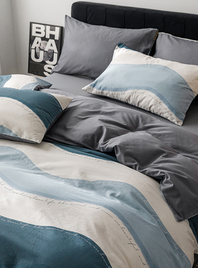 四件套100f纯j棉全棉床上用品床单被罩被套床笠学生宿舍单人三件