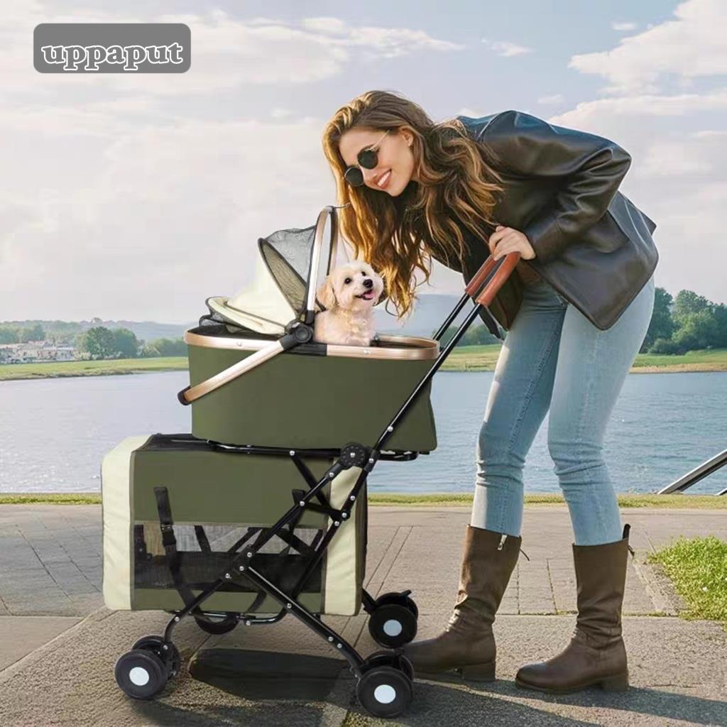 uppa双层分离宠物推车用品猫咪犬狗狗外出手推车一轻便可折叠拆分