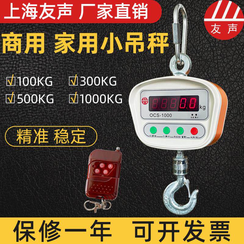 友声电子小吊秤300kg 500kg 1000kg吊钩秤OCS吊秤吊磅高精度0.2kg
