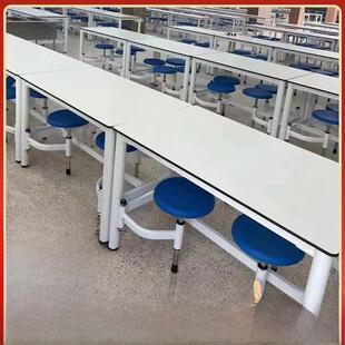工厂食堂餐桌4人6人公司挂凳饭桌员工餐厅桌椅组合学生学校餐桌椅
