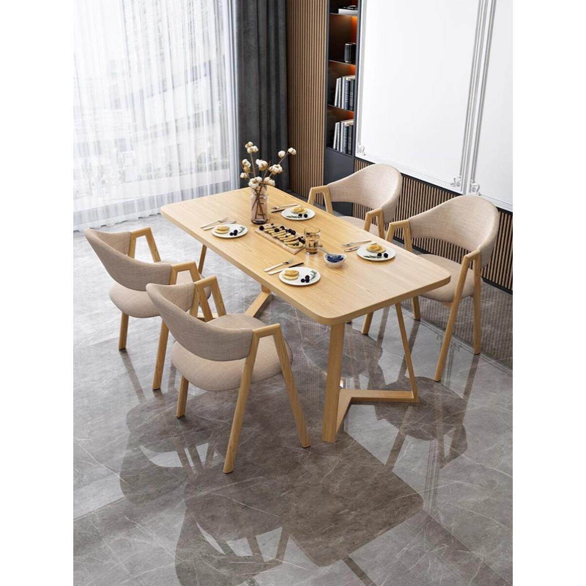 餐桌家用小户型奶茶店快餐店商用桌椅组合出租房饭桌长方形桌简约