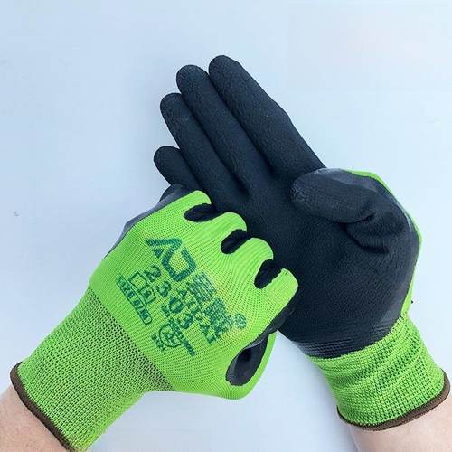 爱2303尼龙乳胶泡沫手套，防滑，透气，舒适，耐磨橡胶夏季劳保工