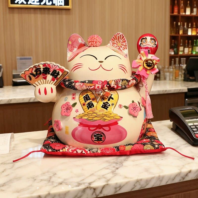 粉色招财猫店铺前台开业送礼摆件2026新款储蓄罐发财猫创意存钱罐