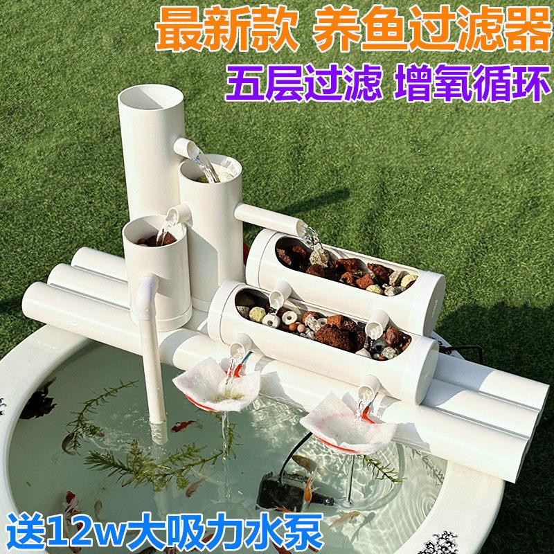 养鱼三合一净水过滤泵循环系统鱼缸喷泉增氧过滤家用造景流水摆件