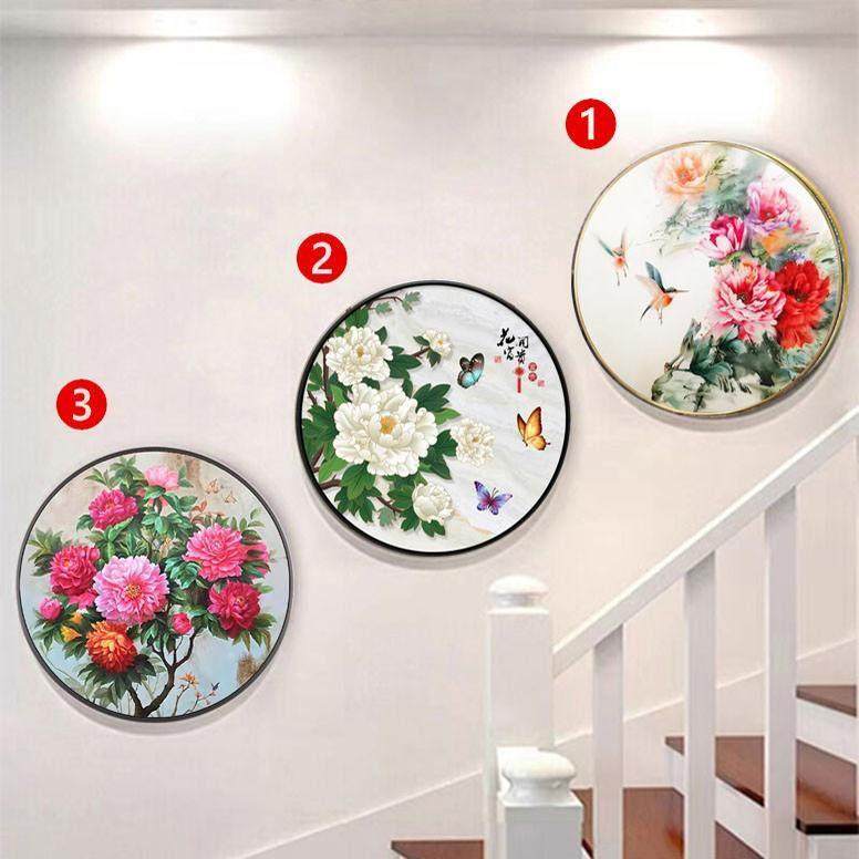 十字绣成品纯手工春画梅花飞鸟富贵牡丹客厅入口圆框挂画,居家布艺,十字绣成品,淘宝优惠券,粉丝福利购,淘宝优惠卷