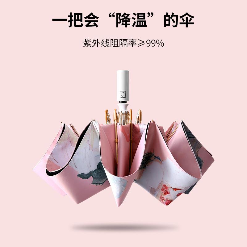 全自动双层雨伞晴雨两用遮阳伞黑胶女防晒抗UV折叠可携式遮阳伞