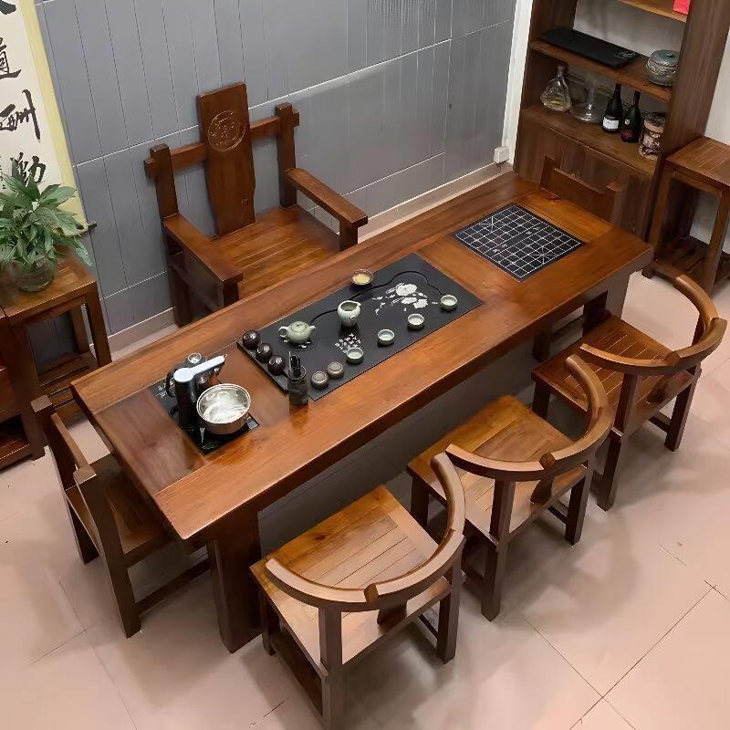 船木茶桌桌椅组合中式红茶茶台实木家用办公功夫茶几泡茶套装一体