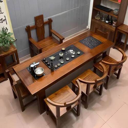 船木茶桌桌椅组合中式红茶茶台实木家用办公功夫茶几泡茶套装一体