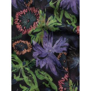 绽放十木米旅行风格苎麻亚麻高端数码印花连衣裙袍子定制面料布料