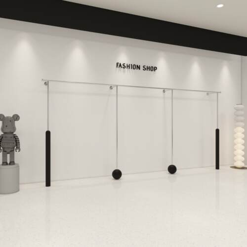 服装店展示架上墙不锈钢黑色挂衣架衣服陈列架女装店专用侧挂货架