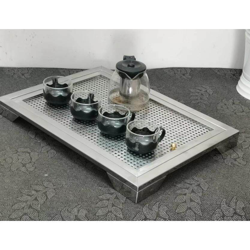 304加厚不锈钢排水矩形双层简易功夫茶具茶桌嵌入式小茶盘