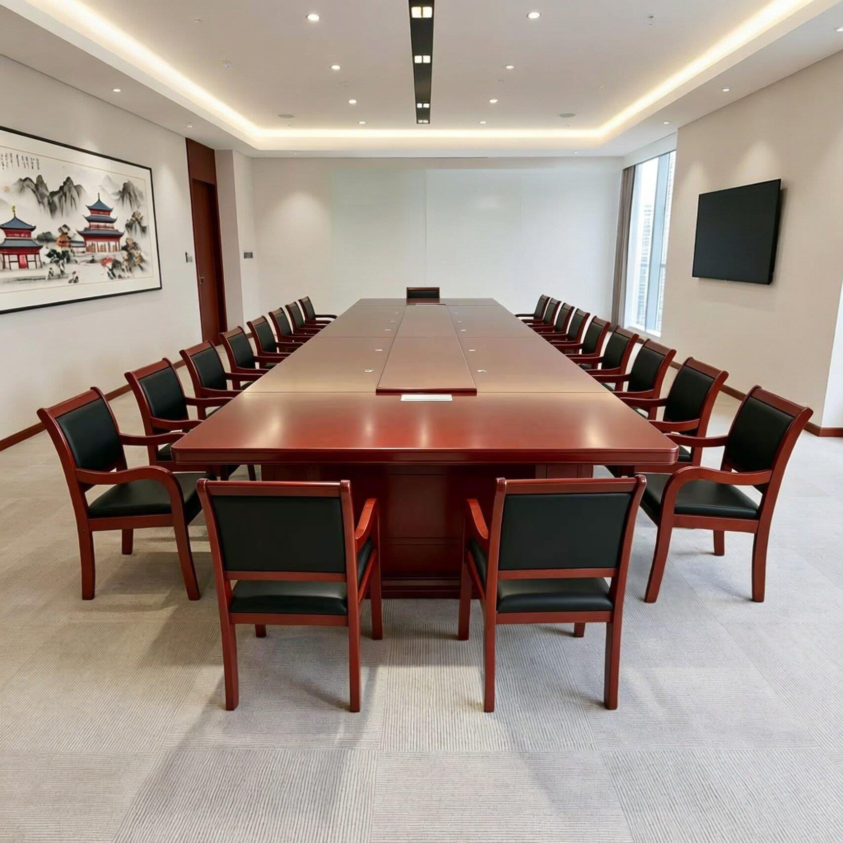 大型会议桌长桌政府16-20人开会桌洽谈办公桌会议室培训桌椅组合