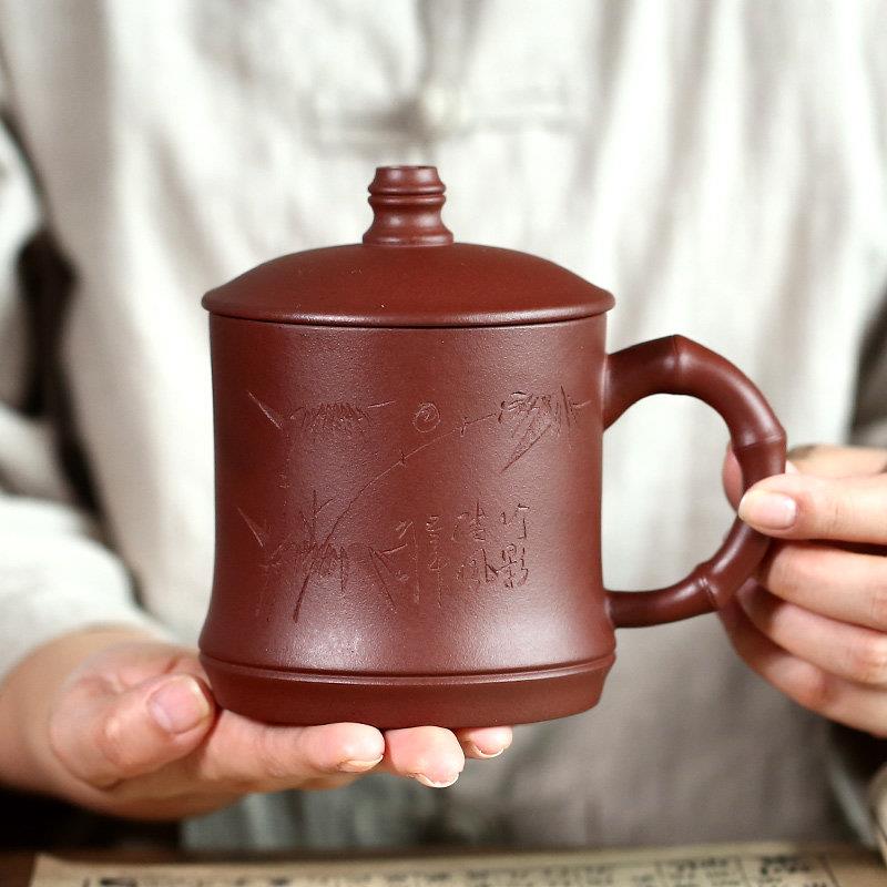 宜兴原矿紫砂杯纯手工大容量茶杯男士带盖子家用办公杯水杯盖杯茶