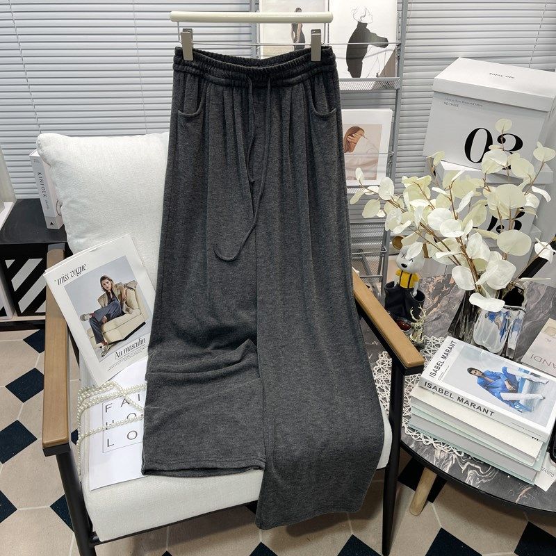 胡子叔大码深灰色裤子女秋胖mm梨形身材显瘦慵懒风阔腿直筒休闲裤,女装/女士精品,大码裤装,淘宝优惠券,粉丝福利购,淘宝优惠卷