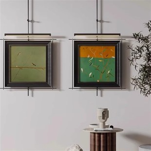 侘寂风复古简约装饰灯壁挂售楼处金属杆装饰画酒店立体背景墙装置