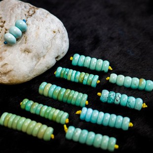 湖北原矿绿松石隔片珠 天然高瓷白蓝料配珠散珠垫片散件玉化套装