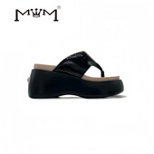 潮流沙滩 女 增高凉拖鞋 防水休闲厚底人字拖 2025轻便拼色气质时尚