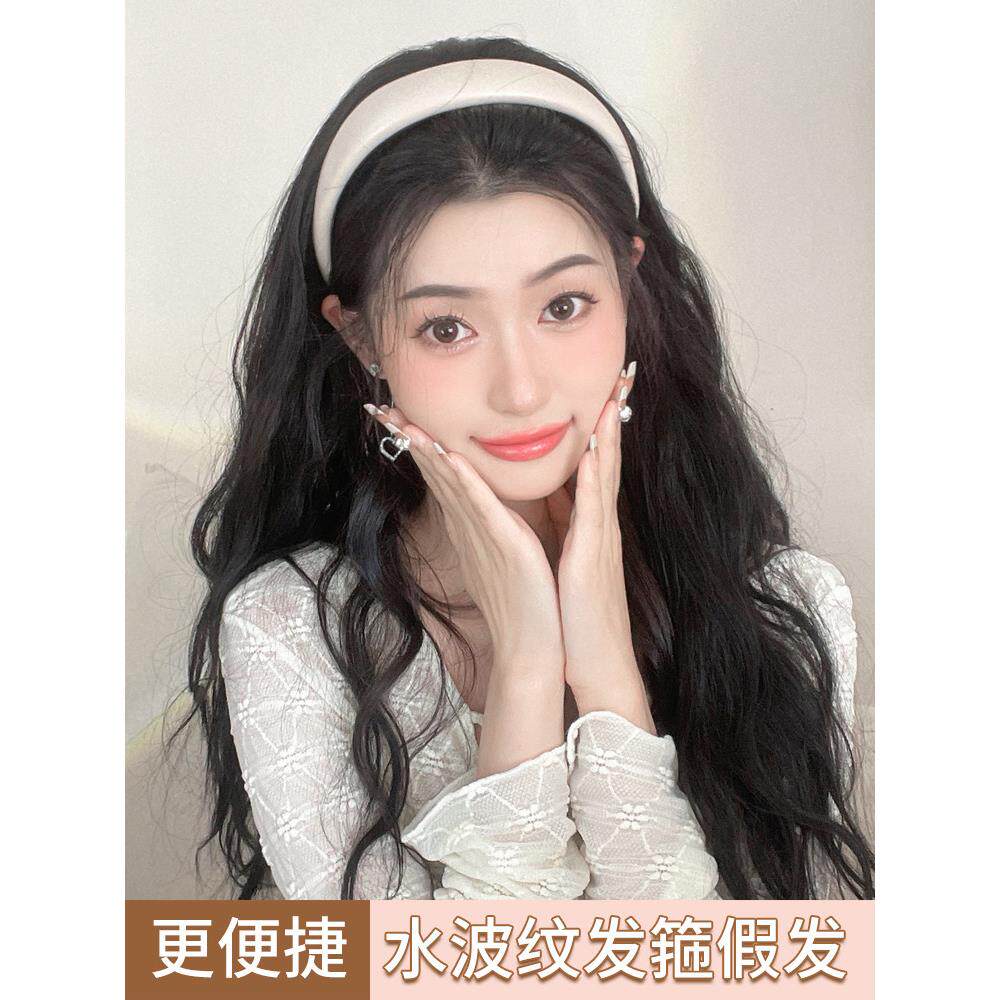 水波纹头带假发的妇女长发,半头饰,一件人造头发,自然和无迹高