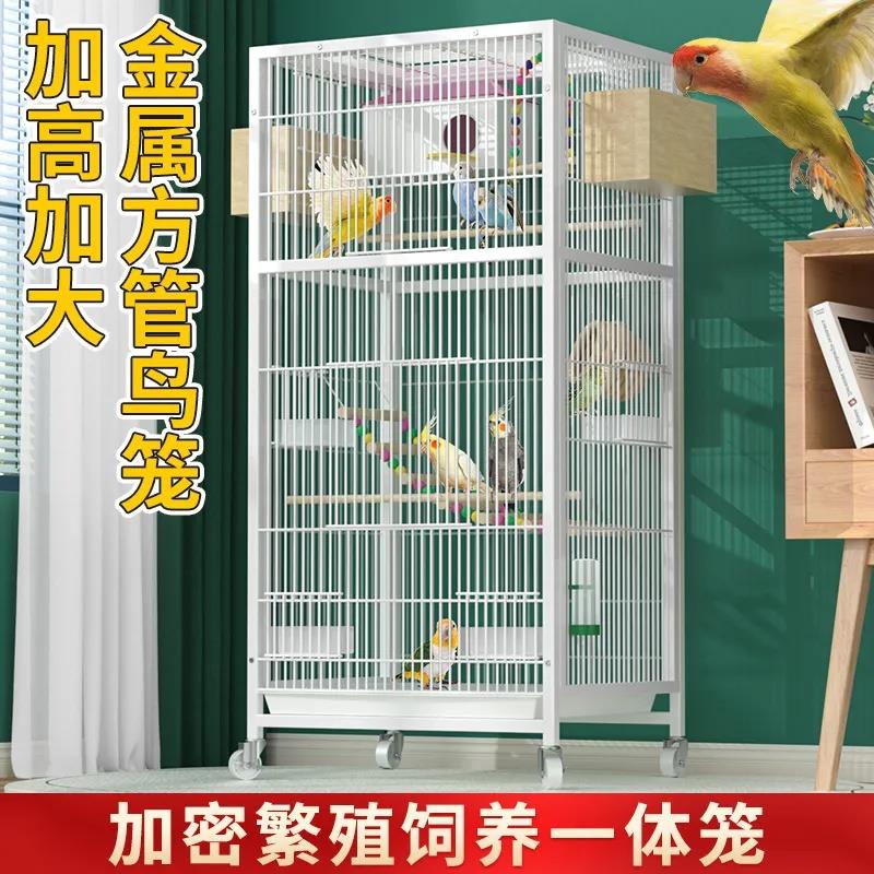 方管鸟笼加粗框架鸟别墅虎皮鹦鹉笼玄凤八哥鸟笼子繁殖箱L-大型
