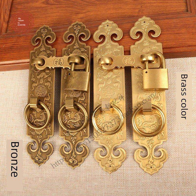 中国风全铜古董花格门把手锁民房木门锁挂锁庭院门铜锁门把手,基础建材,小拉手,淘宝优惠券,粉丝福利购,淘宝优惠卷