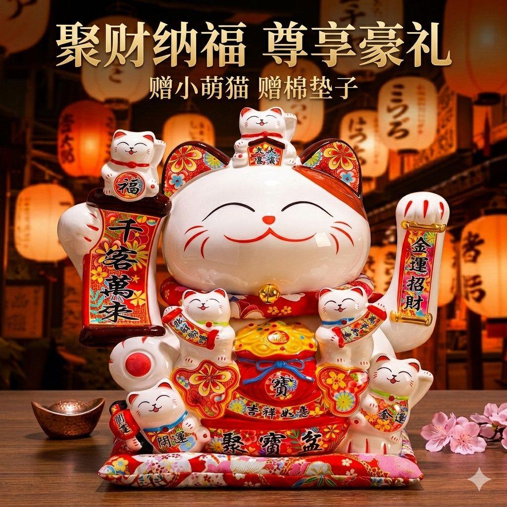 招财猫开业摆件自动招手大号店铺前台家居客厅乔迁新居礼品发财猫