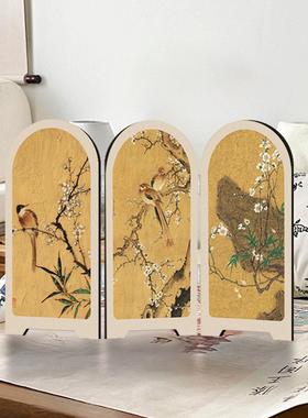 新中式卧室屏风桌面摆件客厅覆古艺术玄关电视柜摆画高级感装饰画