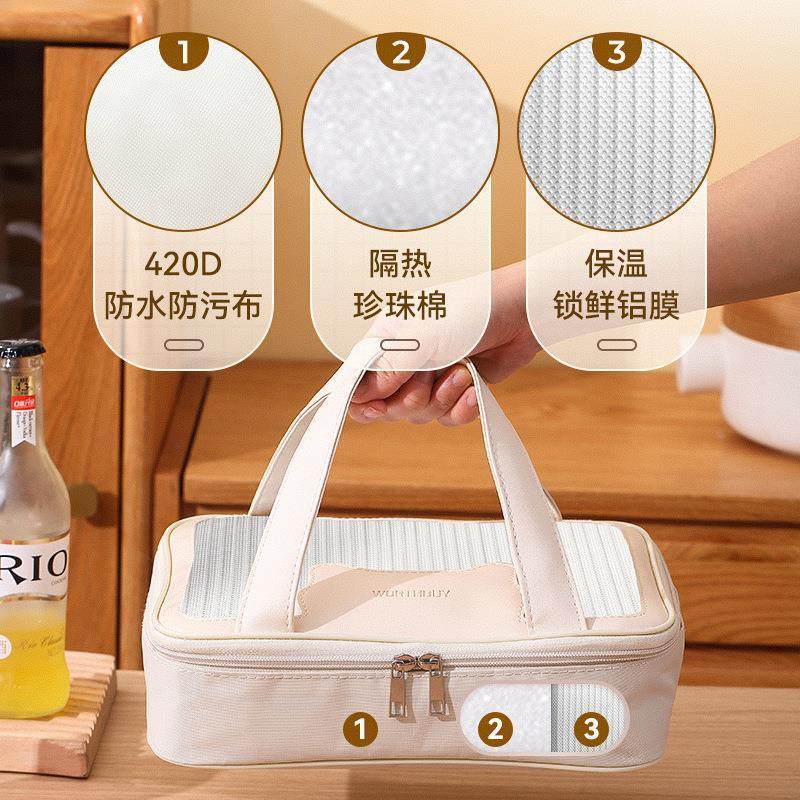 新品严选手提饭盒保温袋学生野餐铝箔保冷冰包上班族便携午餐包饭