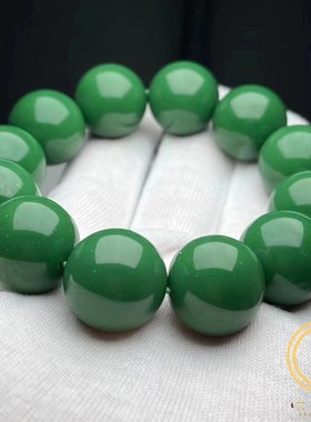 雪巴琉璃菜籽绿圆珠单圈手串佛珠手捻男女饰品佩戴民族风文玩配饰