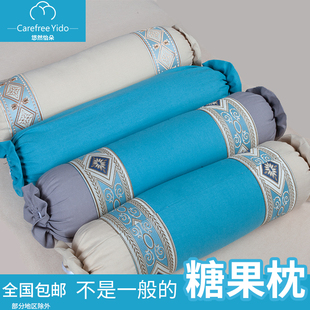 枕头可拆洗圆柱糖果枕新中式沙发长条抱枕亚麻护颈枕头枕头套带芯