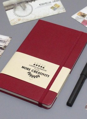 简约暗红色横线记事本A5硬壳文艺线条笔记I本商务礼品定制可印LOG