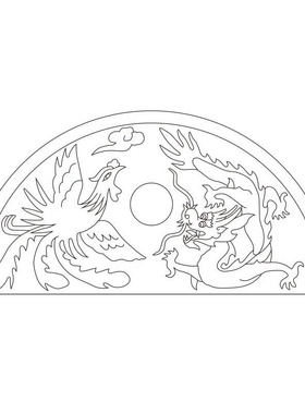 龙凤石碑线条图墓j碑铣底图 墓碑线条图 文泰雕刻图描线21512