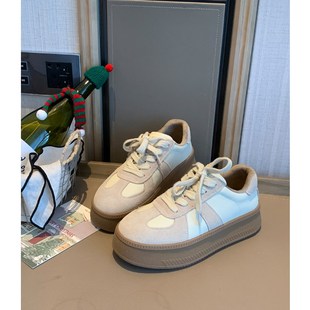 女大童加绒厚度德训鞋2024冬季新款青少年休闲保暖板鞋学生运动鞋