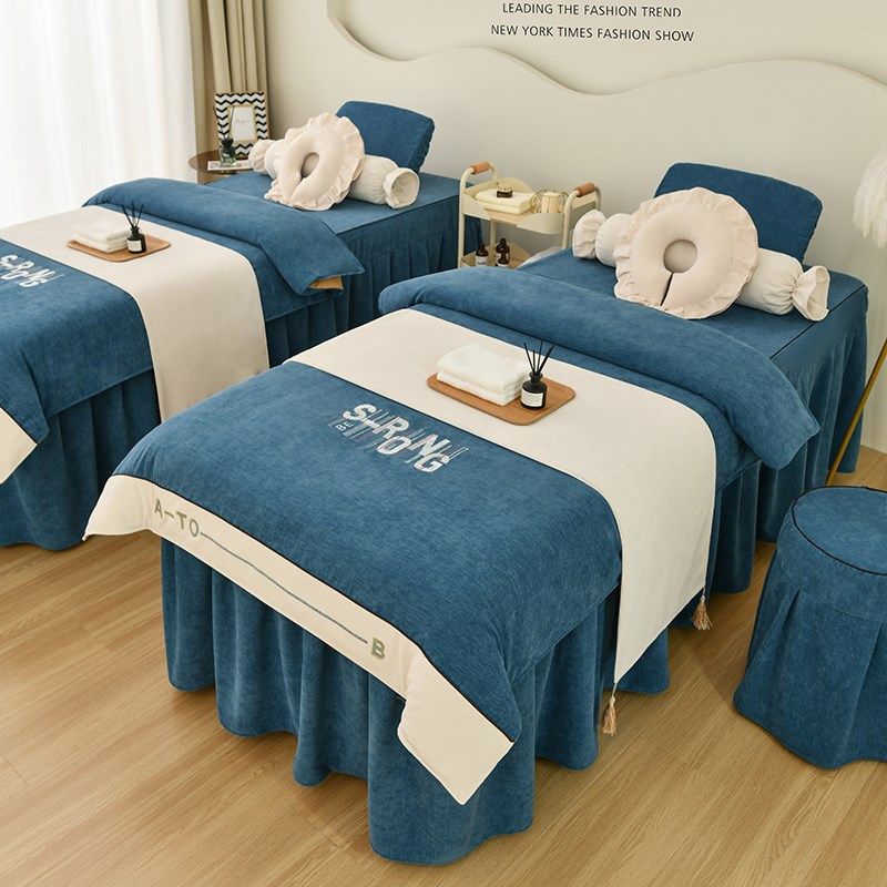 新款婴儿绒美容床罩四件套高品质加厚刺绣被套按摩床裙六件套定做,床上用品,床罩定制,淘宝优惠券,粉丝福利购,淘宝优惠卷