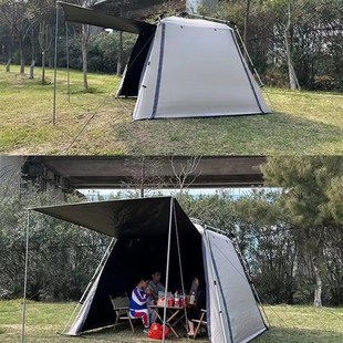 速开全自动黑胶户外天幕遮阳棚超大多人沙滩防晒防雨凉棚四角保暖