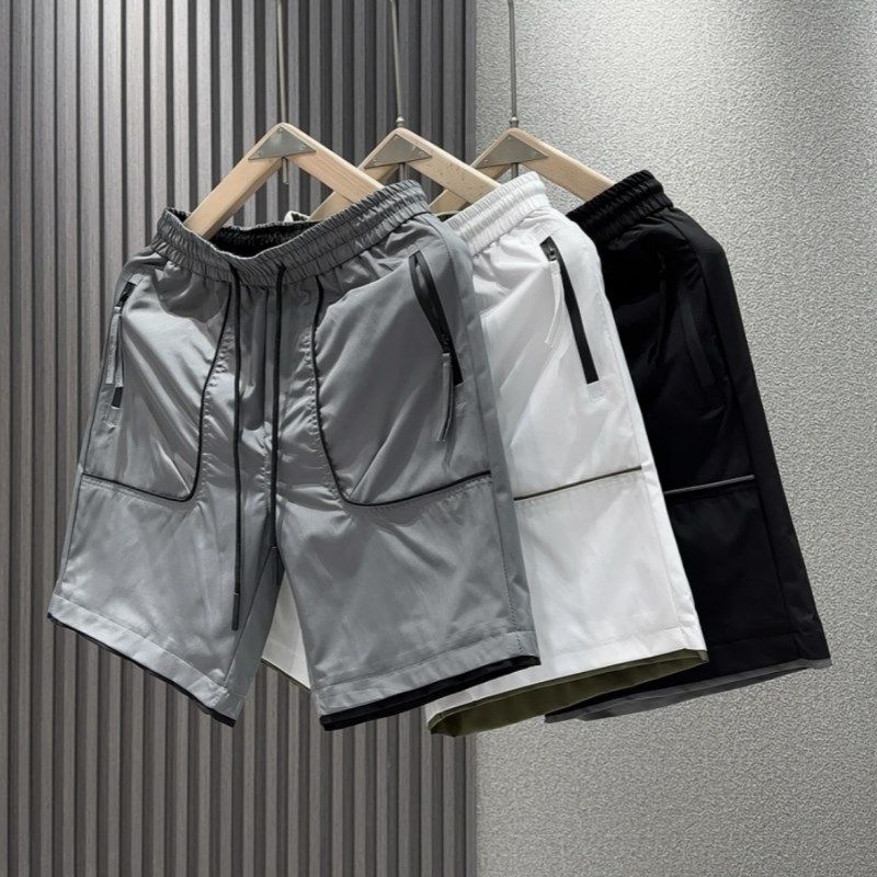 夏季新款冰丝速干拉链口袋休闲短裤时尚百搭宽松透气直筒五分裤男,男装,短裤,淘宝优惠券,粉丝福利购,淘宝优惠卷