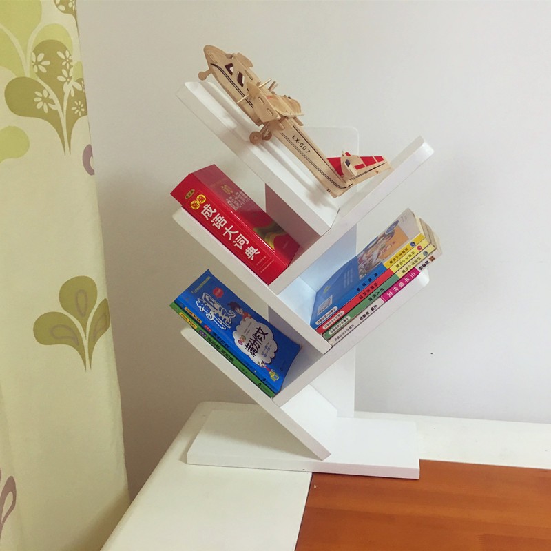 钰宇实木书架简易桌上儿童书架小学生书柜松木原R木树形桌面置物