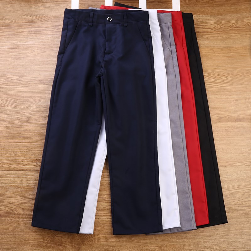 儿童西裤长裤中小学生校服校裤演出黑色白色拉链休闲男童表演礼服