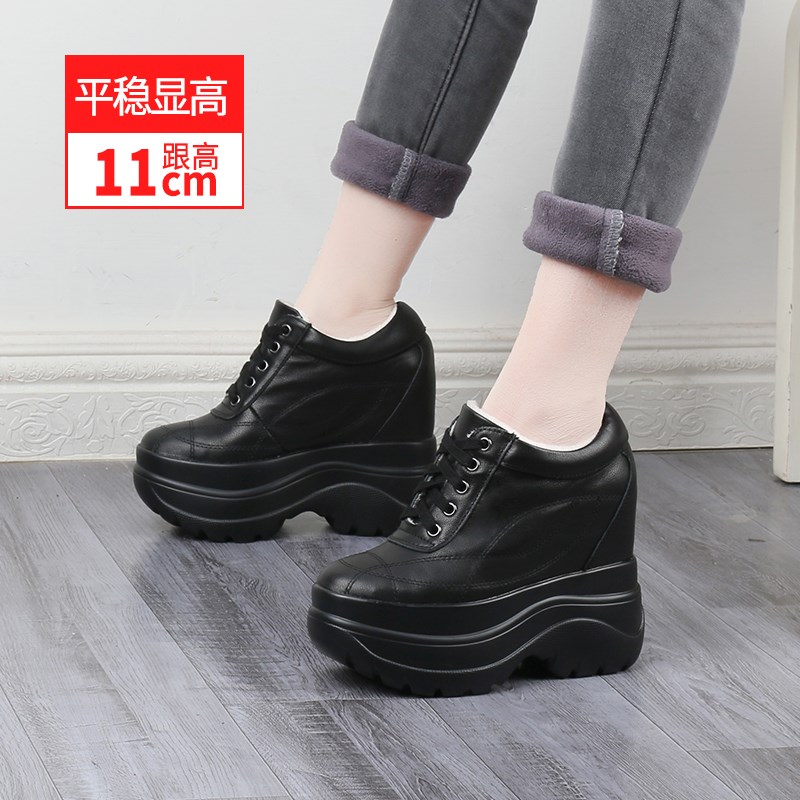 11cmb内增高女鞋2025新款显脚小厚底休闲鞋旅游全牛皮高跟松糕单